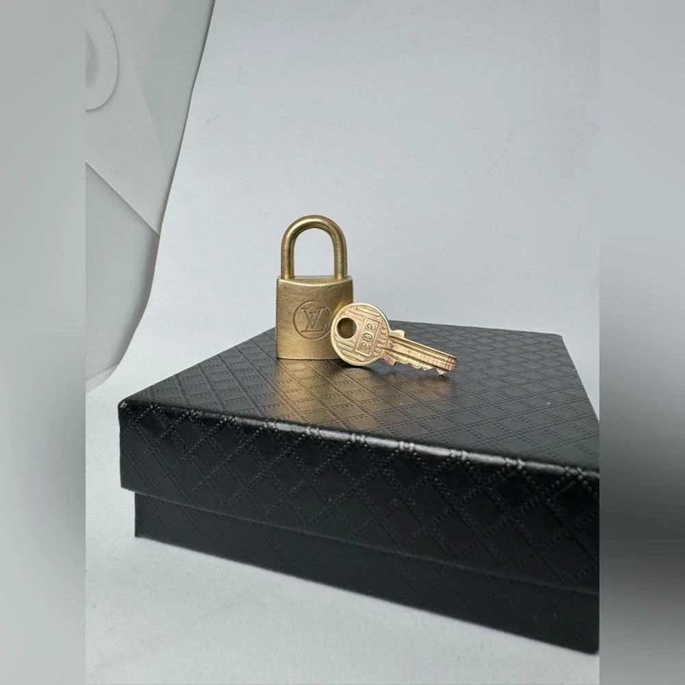 Vintage Louis‎ Vuitton Padlock and Key #202 Gold Tone Authentic Collectible